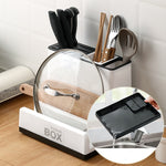 Lurrix Kitchen Knife & Tableware Storage Rack – Multi-Grid Plastic Organizer