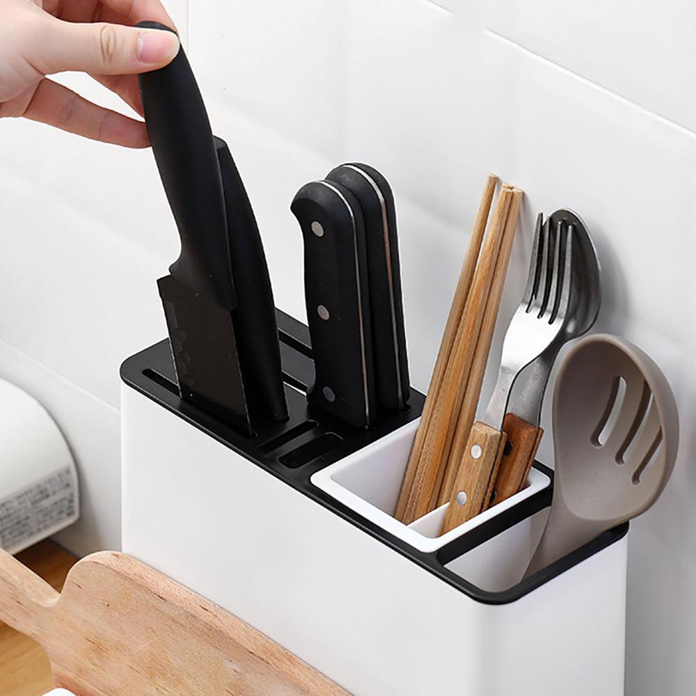 Lurrix Kitchen Knife & Tableware Storage Rack – Multi-Grid Plastic Organizer