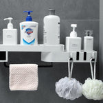 Lurrix Bathroom Corner Shelf – Wall Mounted Storage Rack with Sticky Hooks