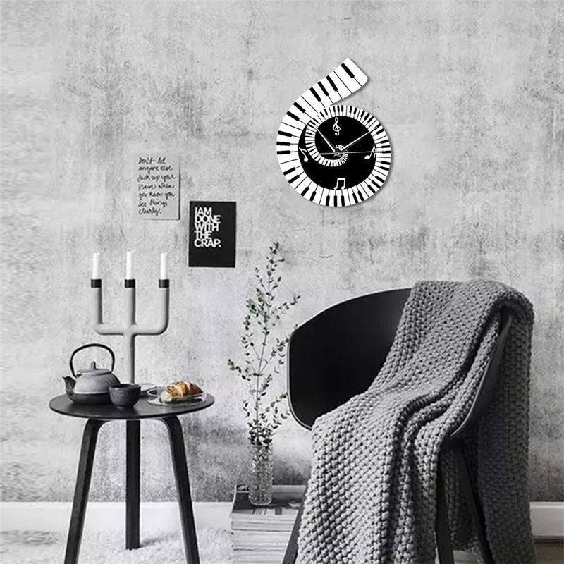 Lurrix Music Note Wall Clock – Piano Keyboard Treble Clef Design