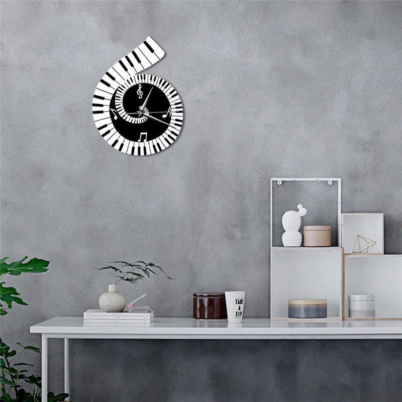 Lurrix Music Note Wall Clock – Piano Keyboard Treble Clef Design