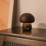 Wooden Mushroom LED Lamp – Touch Bedside Night Light | Lurrix
