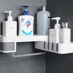 Lurrix Bathroom Corner Shelf – Wall Mounted Storage Rack with Sticky Hooks