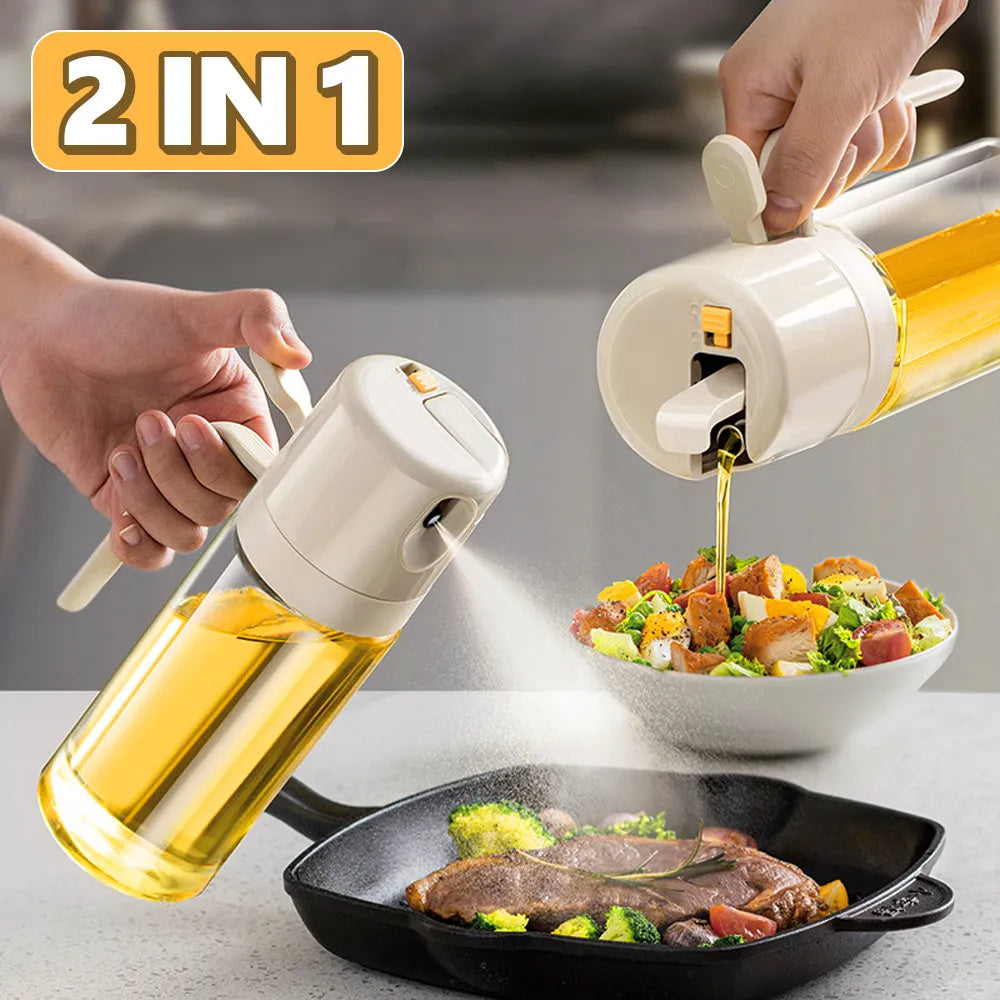 Lurrix 2-in-1 Oil Sprayer & Dispenser Bottle – 550ml Glass Cooking Mister