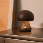 Wooden Mushroom LED Lamp – Touch Bedside Night Light | Lurrix
