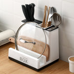 Lurrix Kitchen Knife & Tableware Storage Rack – Multi-Grid Plastic Organizer