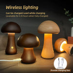 Wooden Mushroom LED Lamp – Touch Bedside Night Light | Lurrix