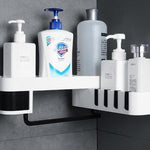 Lurrix Bathroom Corner Shelf – Wall Mounted Storage Rack with Sticky Hooks