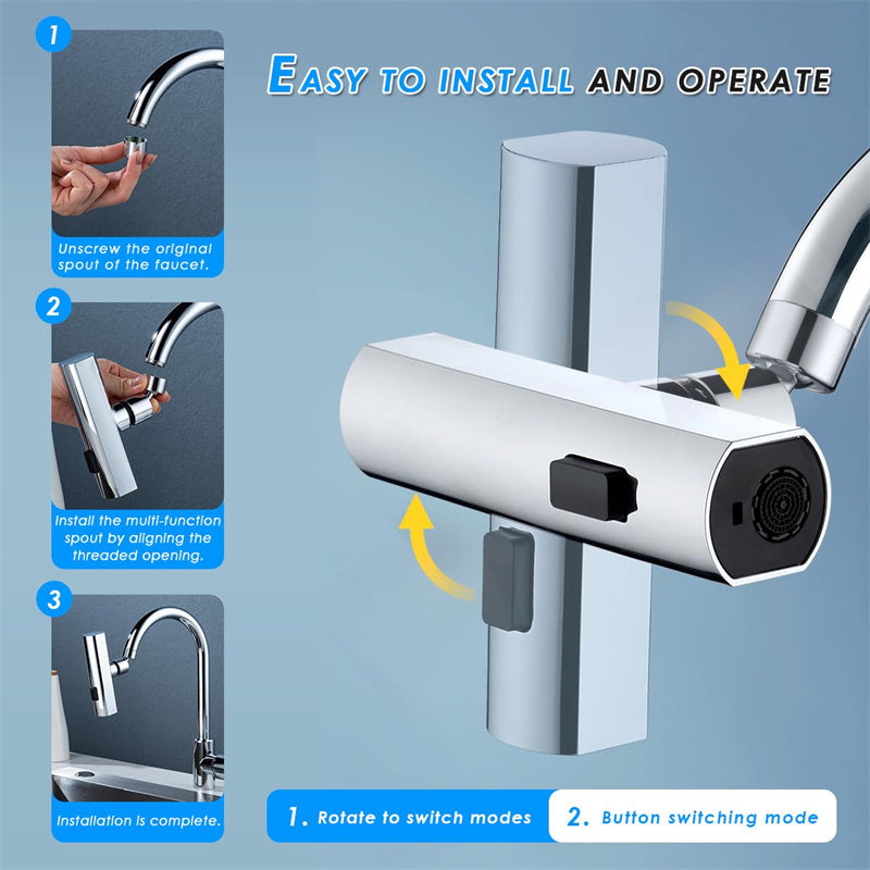 Lurrix 3-in-1 Rotating Kitchen Faucet – Waterfall & Splash-Proof Nozzle
