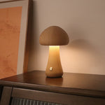 Wooden Mushroom LED Lamp – Touch Bedside Night Light | Lurrix